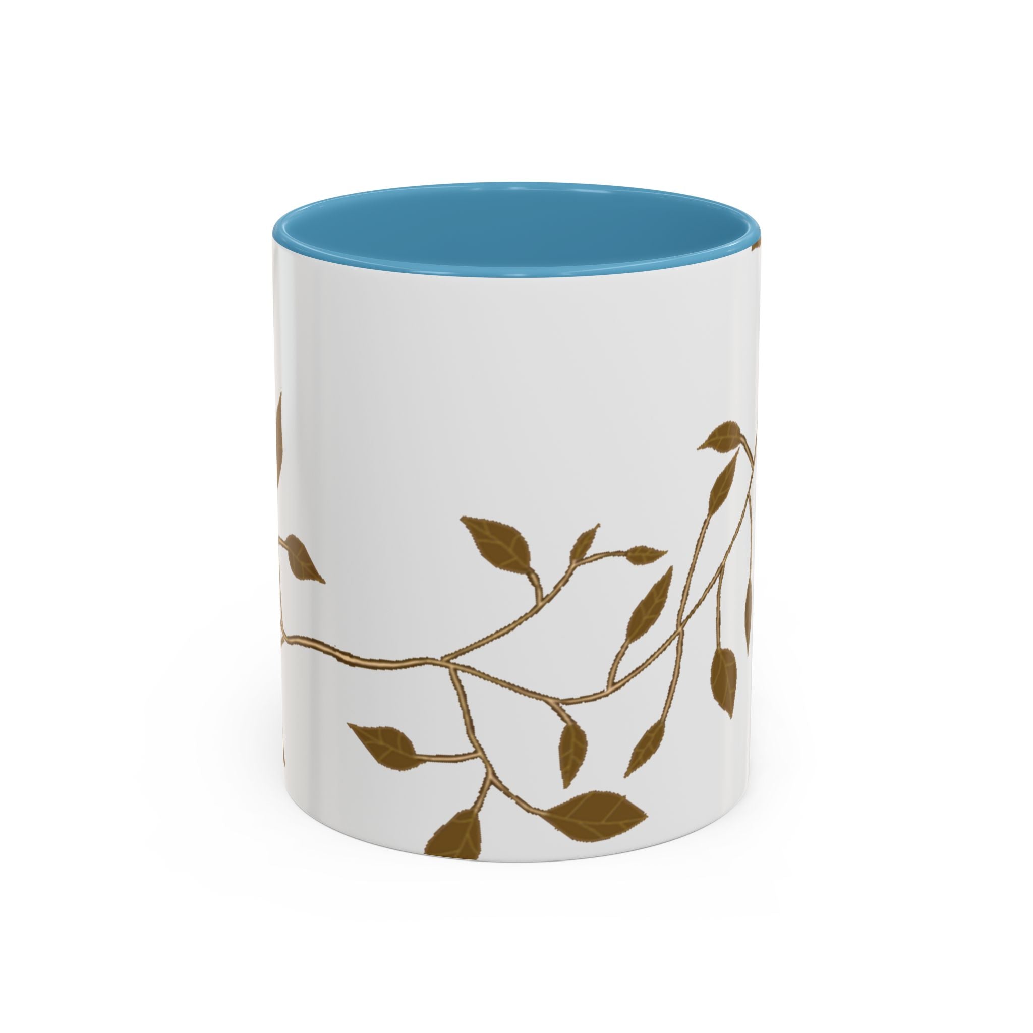 Botanical Accent Coffee Mug — Gold Leaf Branch Design (11/15oz)