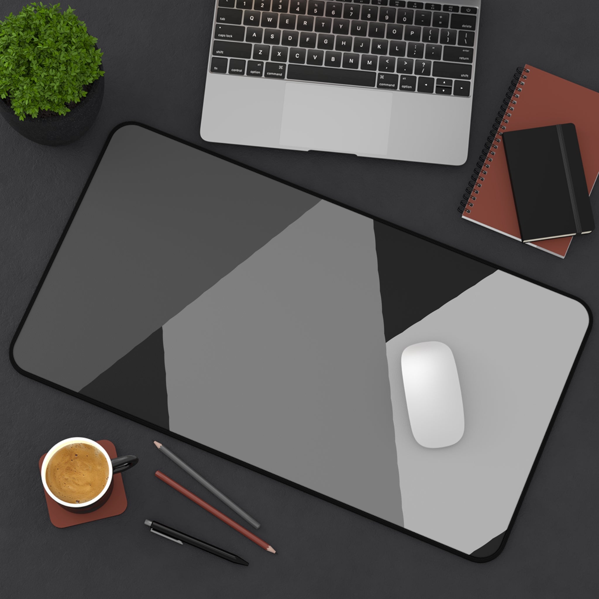 Geometric Gray Desk Mat – Minimalist Office Mouse Pad