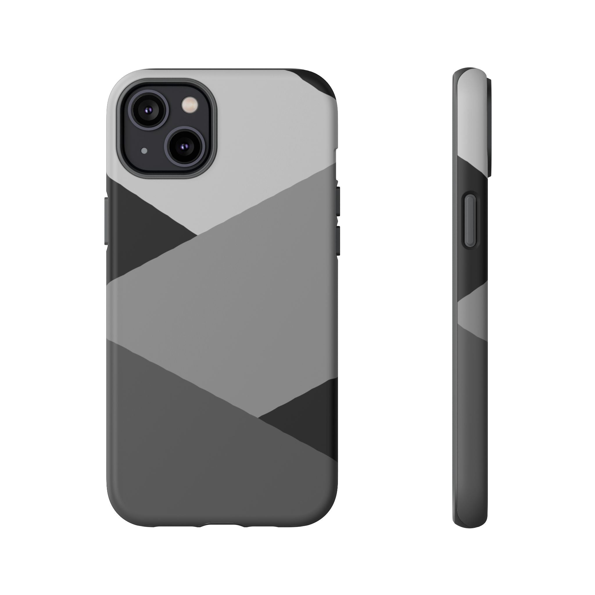 Geometric Gray Tough Phone Case — Protective iPhone Cover with Modern Minimalist Design