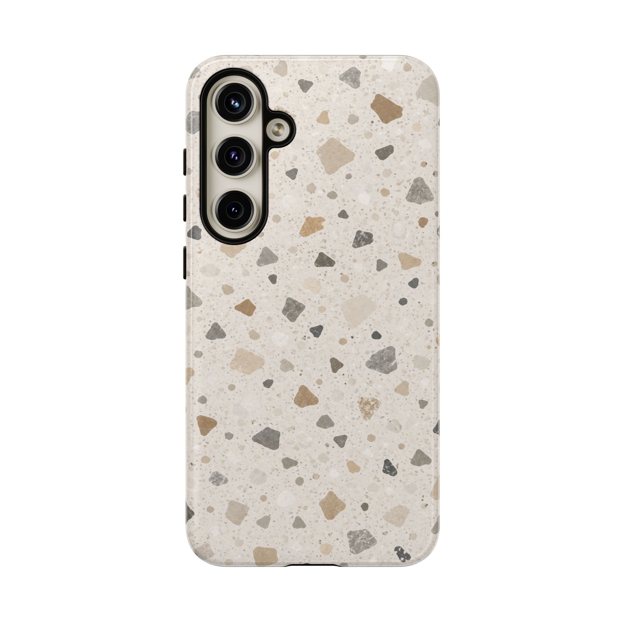 Terrazzo Pattern Tough Phone Case — Neutral Stone Speckle iPhone Cover