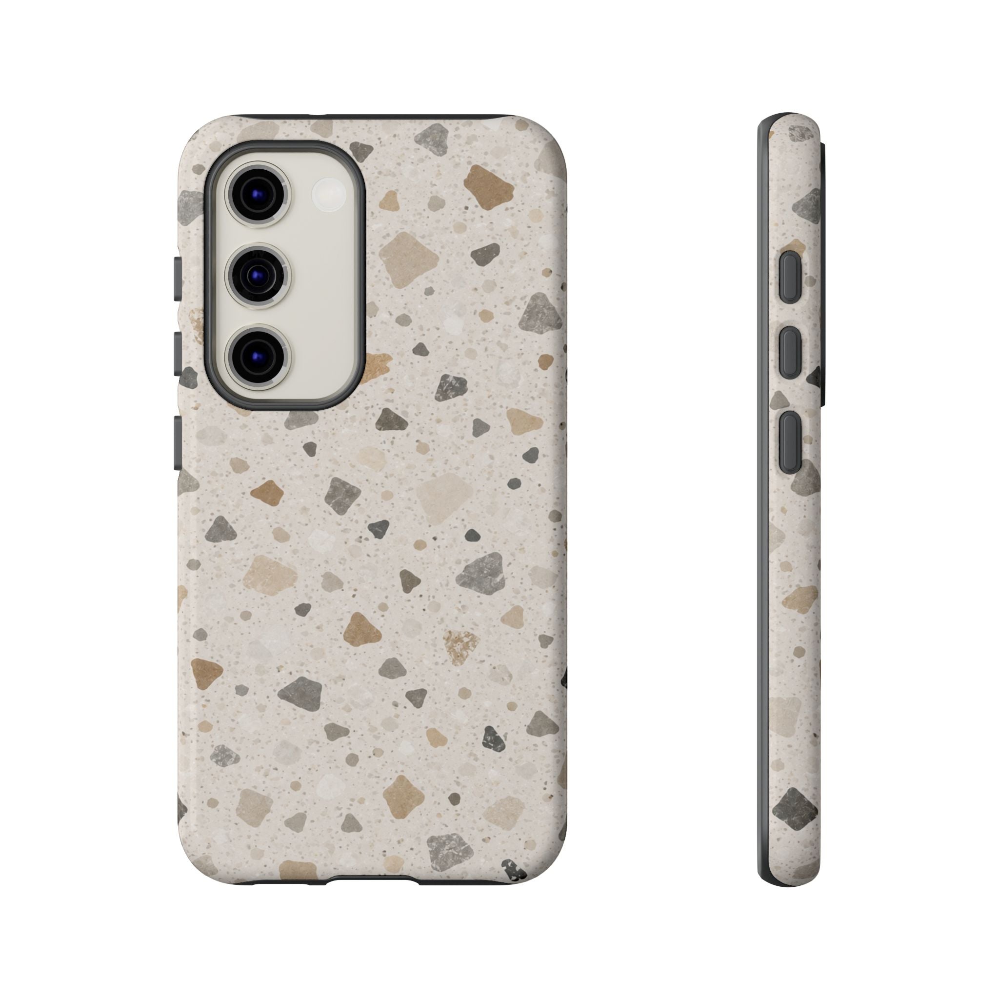 Terrazzo Pattern Tough Phone Case — Neutral Stone Speckle iPhone Cover