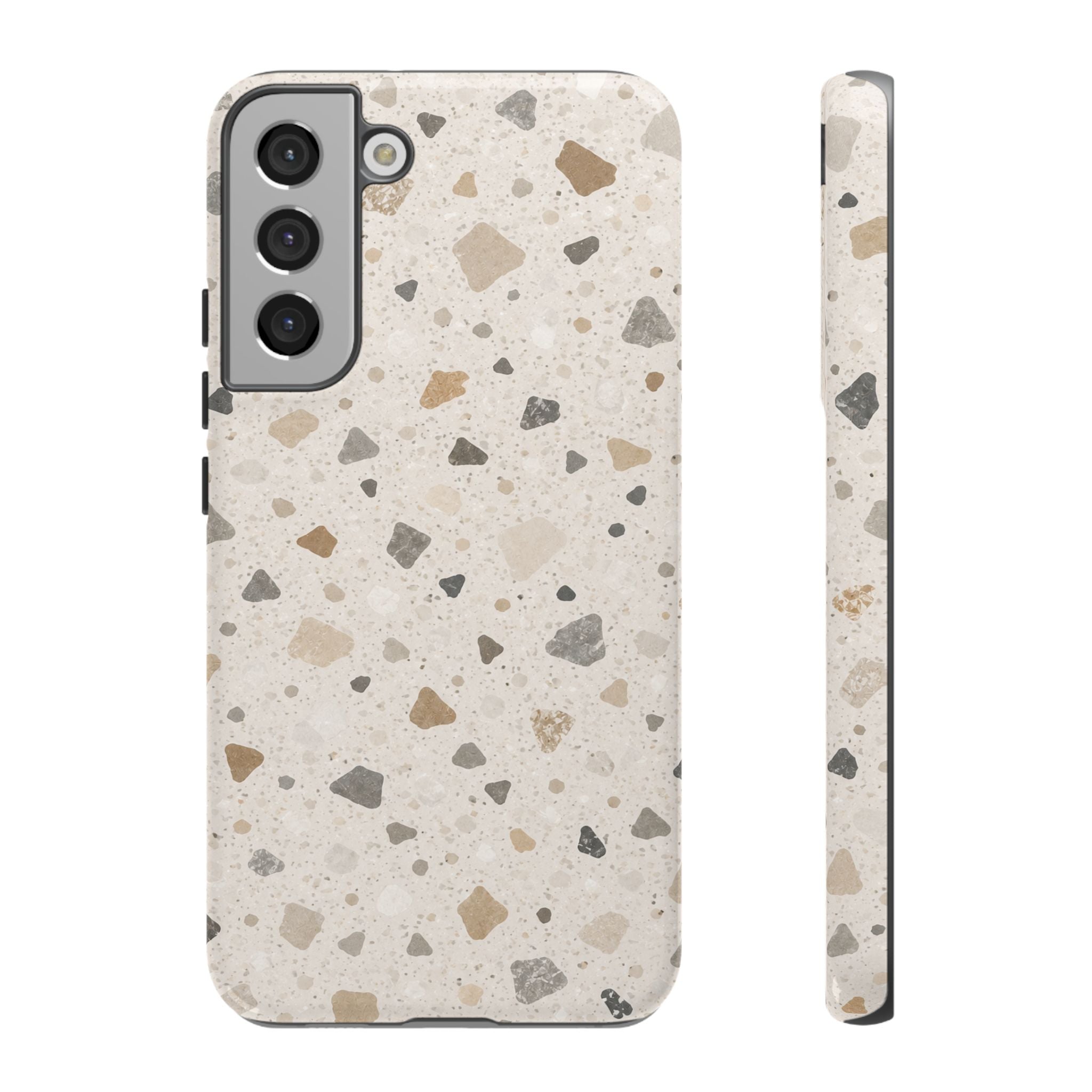 Terrazzo Pattern Tough Phone Case — Neutral Stone Speckle iPhone Cover