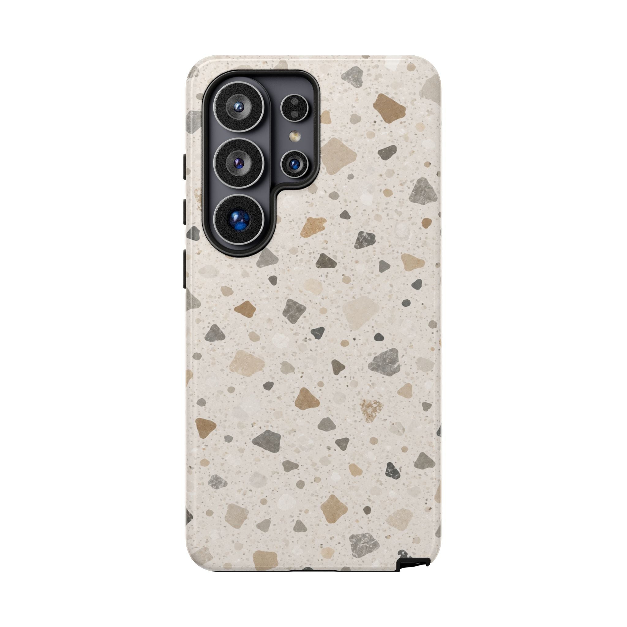 Terrazzo Pattern Tough Phone Case — Neutral Stone Speckle iPhone Cover