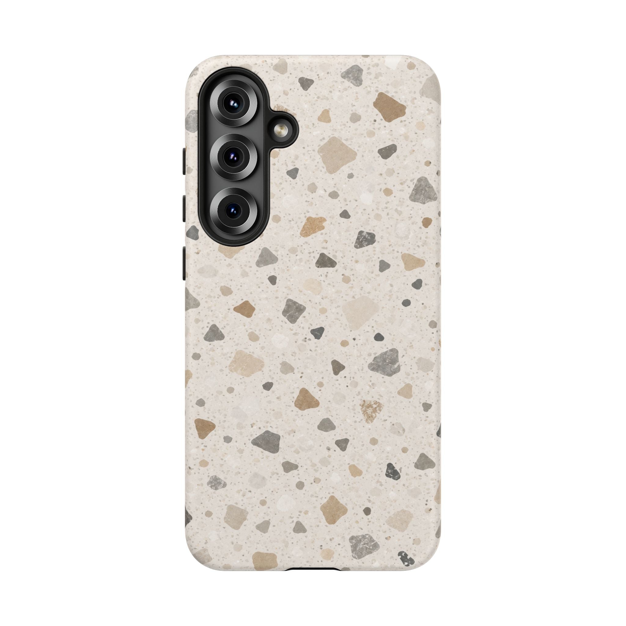 Terrazzo Pattern Tough Phone Case — Neutral Stone Speckle iPhone Cover