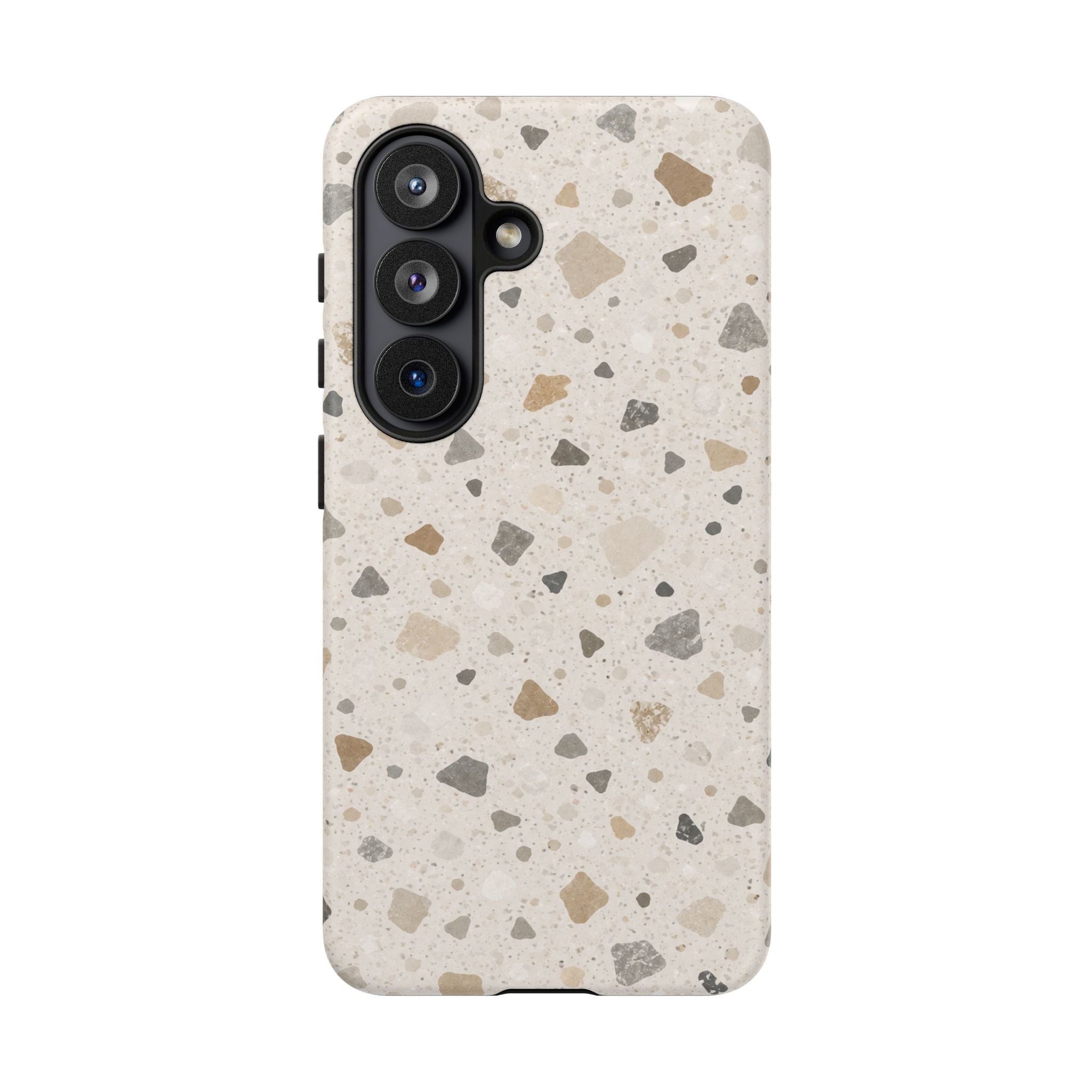 Terrazzo Pattern Tough Phone Case — Neutral Stone Speckle iPhone Cover