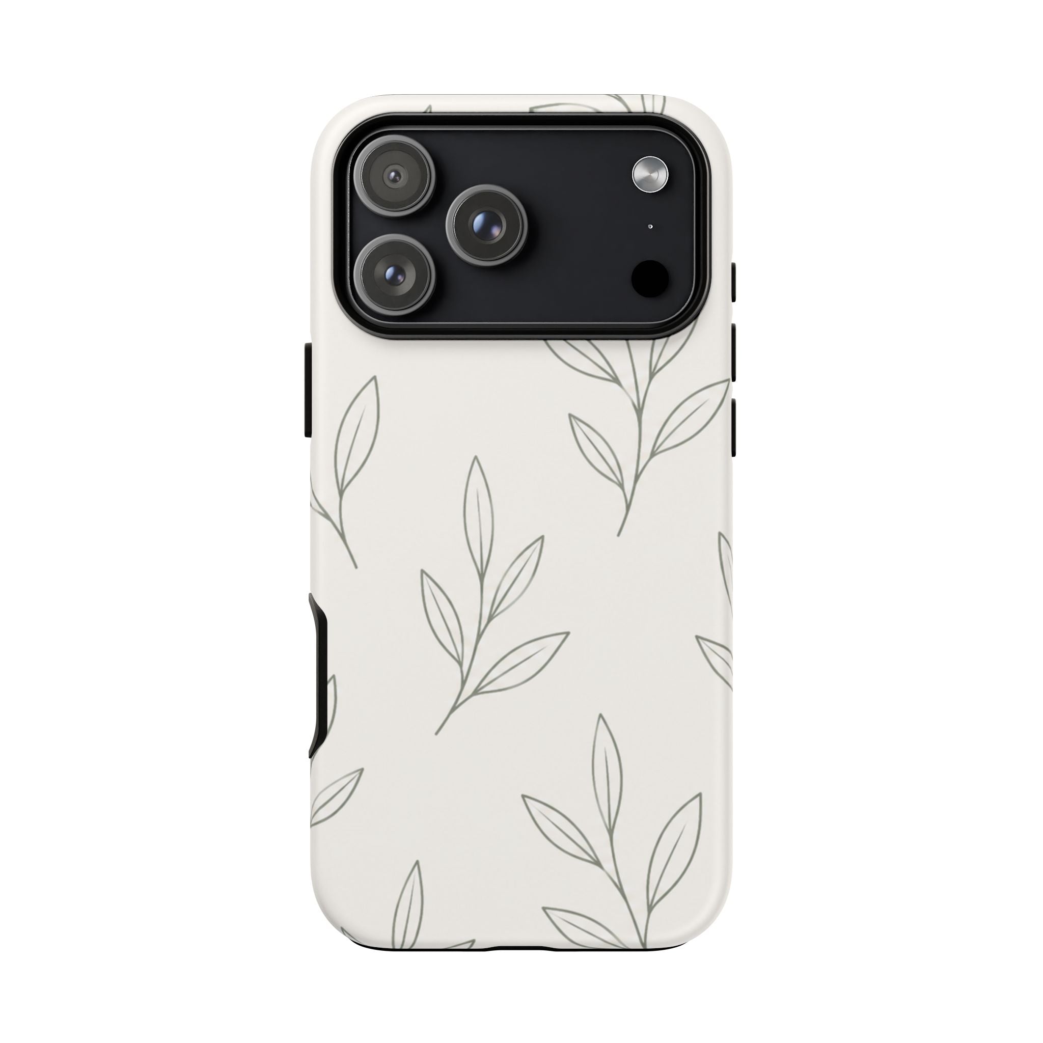 Floral Leaf Tough Phone Case — Minimal Botanical Protective Phone Cover