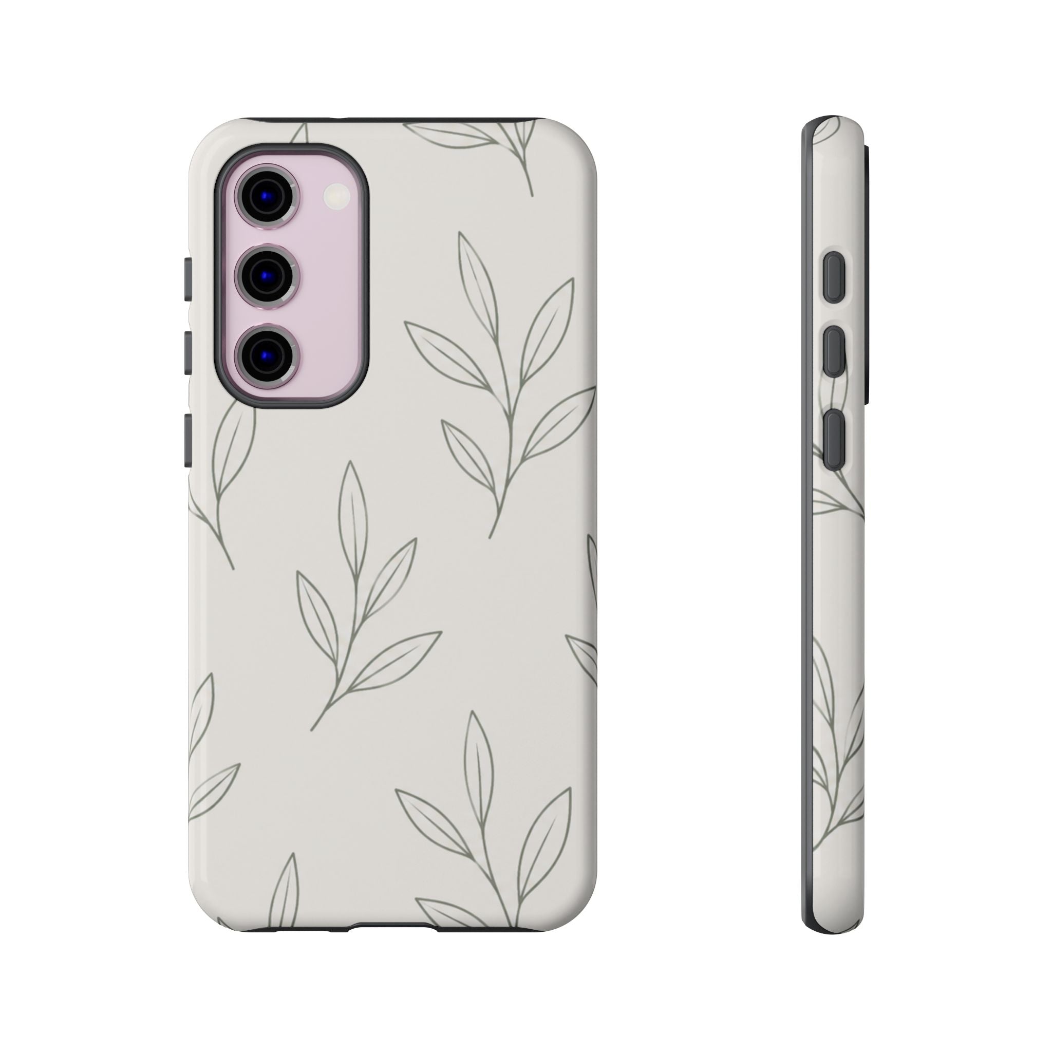 Floral Leaf Tough Phone Case — Minimal Botanical Protective Phone Cover